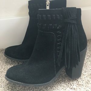 Jessica Simpson black fringe booties